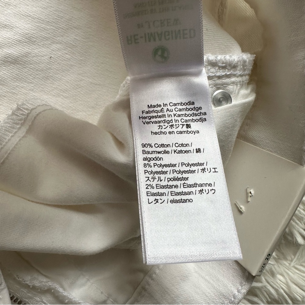 Jcrew 9" Toothpick Jean White New With Tags Size 29 and 31 Available - Picture 8 of 12